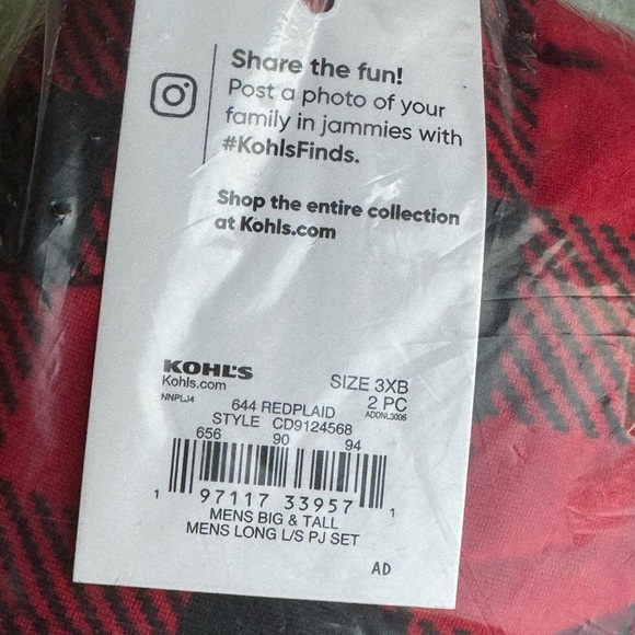 NEW Cuddl Duds Red and Black Plaid Pajama Set men’s 3XB - Picture 4 of 5